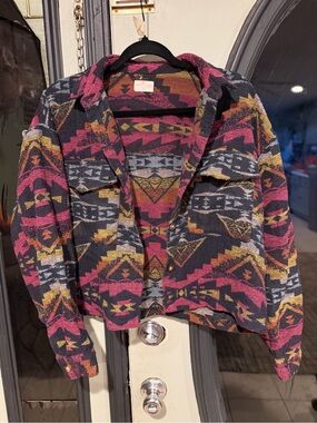 Simply Southern navy pink and gold patterned knit Blazer
